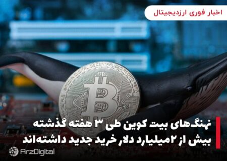 نهنگ‌های بیت کوین طی ۳ هفته گذشته بیش از ۲میلیارد دلار خرید جدید داشته‌اند