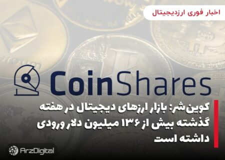 کوین‌شر: بازار ارزهای دیجیتال در هفته گذشته بیش از ۱۳۶ میلیون دلار ورودی داشته است