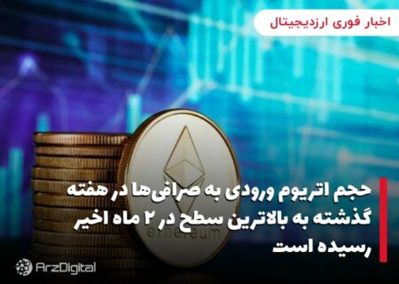 حجم اتریوم ورودی به صرافی‌ها در هفته گذشته به بالاترین سطح در ۲ ماه اخیر رسیده است