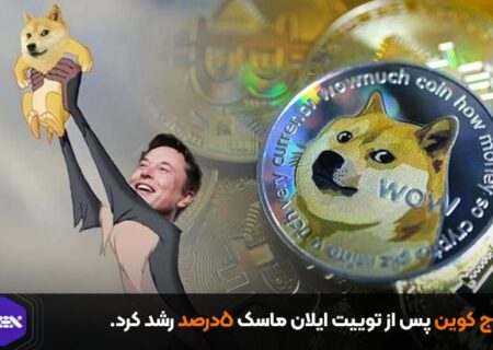 دوج کوین پس از توییت ایلان ماسک ۵درصد رشد کرد.