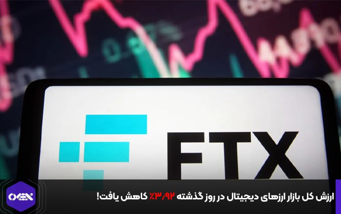 ارزش کل بازار ارزهای دیجیتال در روز گذشته ۳.۹۲٪ کاهش یافت!