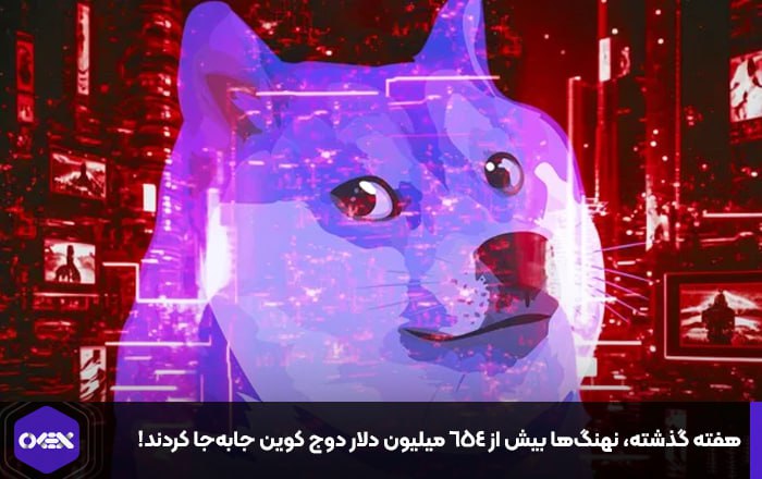 هفته گذشته، نهنگ‌ها بیش از ۶۵۴ میلیون دلار دوج کوین جابه‌جا کردند!