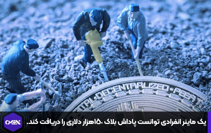 یک ماینر انفرادی توانست پاداش بلاک ۱۵۰هزار دلاری را دریافت کند.