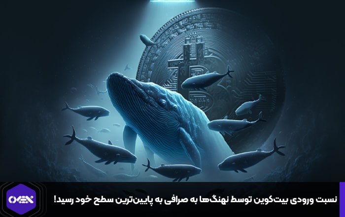 نسبت ورودی بیت‌کوین توسط نهنگ‌ها به صرافی به پایین‌ترین سطح خود رسید!