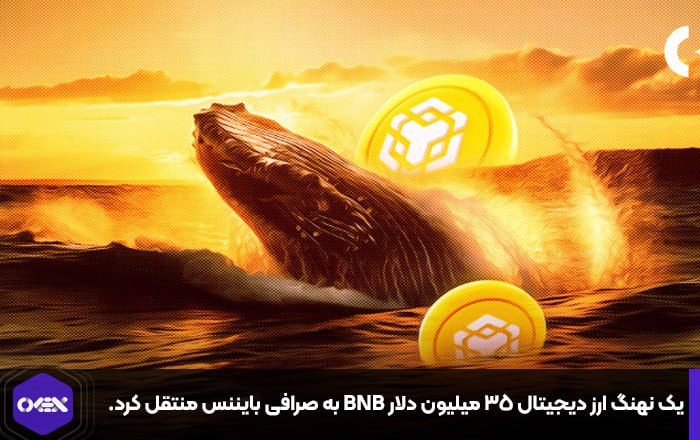 یک نهنگ ارز دیجیتال ۳۵ میلیون دلار BNB به صرافی بایننس منتقل کرد.