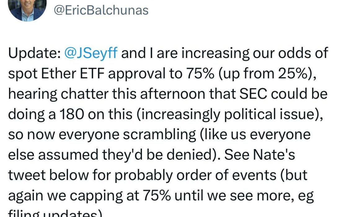 رقص مارکت با افزایش ناگهانی احتمال تأیید ETF اتریوم به ۲۰۰%