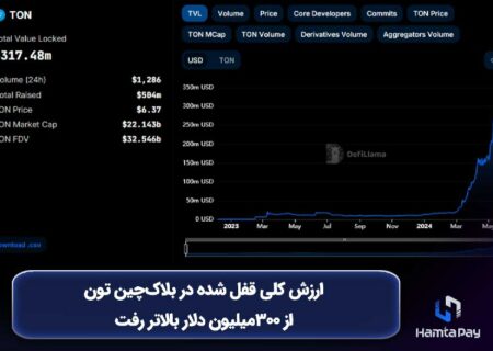ارزش کلی قفل شده در بلاک‌چین تون از ۳۰۰میلیون دلار بالاتر رفت