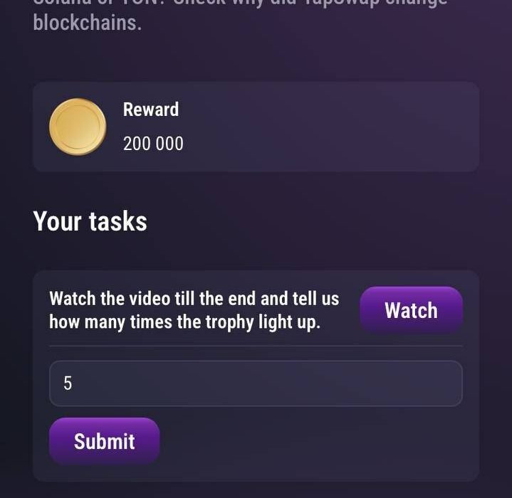 کد مخفی امروز Tap swap