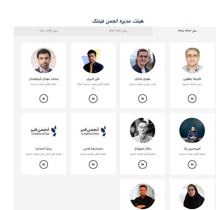 تصویر هیئت مدیره انجمن فین تک
